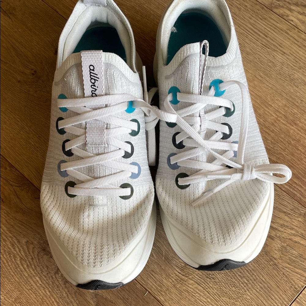 Allbirds White and Teal Athletic Sneakers - Picture 5 of 7